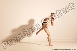 Underwear Martial art Man White Moving poses Slim Short Blond Dynamic poses Academic